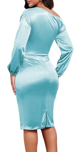 Image of Yiershu Women's Fall Off Shoulder Bodycon Dress Elegant Long Sleeve