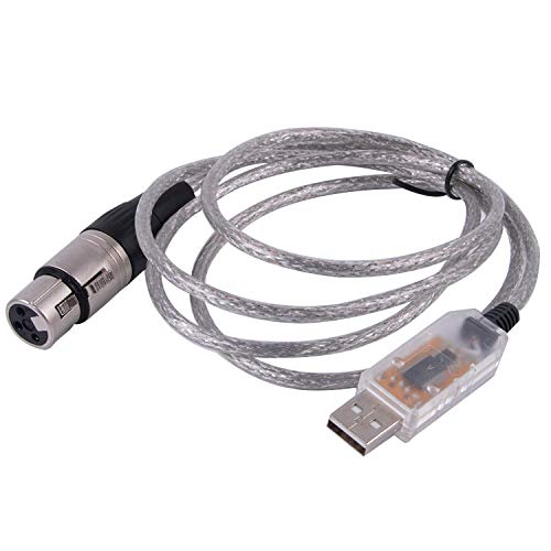 USB zu DMX 512 Schnittstellenadapter Controller DMX512 PC Bühnenbeleuchtung Controller Dimmer Dongle RS485 Serial 3pin XLR Konverter Unterstützung Freestyler Software (1 8 m transparentes USB Shell)