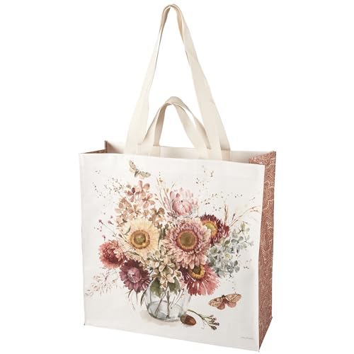 Vase à fleurs et sac de marché assorti idée cadeau originale motif automnal floral
