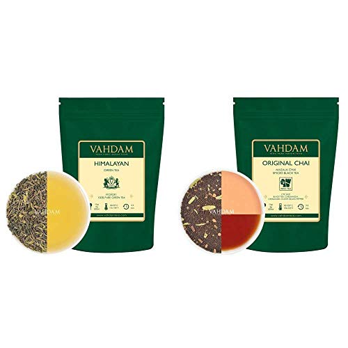 Vahdam, Himalayan Green Tea(9Oz, 100+ Cups) & India's Original Masala Chai (3.5Oz, 50 Cups) Weight Loss Tea With Antioxidants, Authentic India Spices|Brew Hot, Iced Tea Or Kombucha Tea #TOP19
