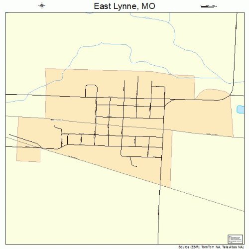 Large Street & Road Map of East Lynne, Missouri MO Printed poster size wall atlas of your home