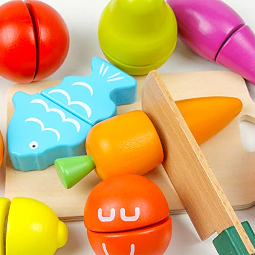 Spielküche Zubehör, Kinderküche Zubehör Holz für 2+ Jahre Old Kids 11pcs Cuttable Toy Educational Prettable Vegetables… – Bild 6