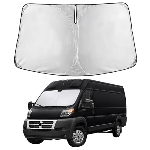 Image of Autovir Windshield Sun Shade Fit for 2014-2025 2026 Dodge Ram Promaster | Sunshade, Front Car Window Shades Sun Visor, Blocks UV Rays & Heat, Car Accessories