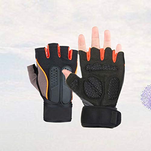Lioobo Luvas de academia sem dedos para levantamento de peso com suporte para pulso e proteção de pa