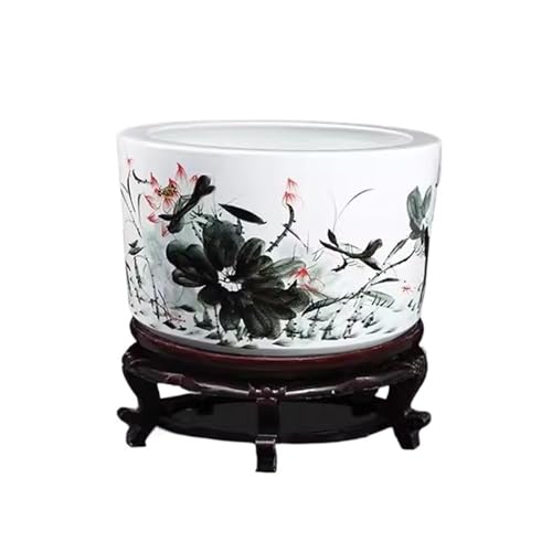 Maceteros para Pecera Pecera de cerámica Jingdezhen, Cuenco for Tortugas, decoración for el hogar, Sala de Estar, Escritorio, jardín al Aire Libre, terraza, pecera Decorativa Decorativo(42x27cm)
