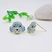 Hiqmic 925 Sterling Silver Cute Dog Puppy Zirconia Earrings Ear Stud Piercing white gold plated Fashion Jewelry Gifts WK90055-G Blue