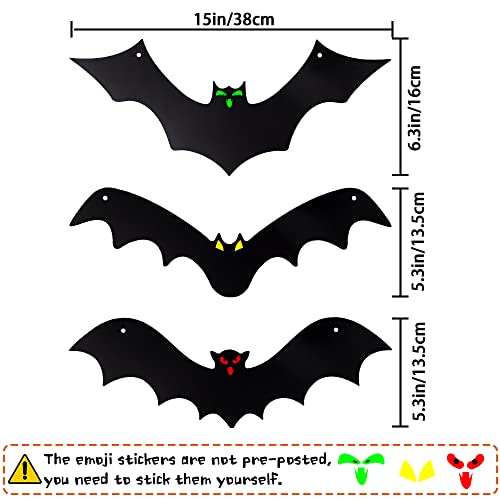 YUJUN Halloween Hanging Bats 12 Pieces 3D Realistic Scary Large Fake Black Hanging Flying Bat Spooky for Yard Sign Outdoor Indoor Lawn Decorations(3 Style)2
