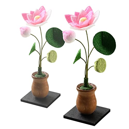 仏縁堂ブランド:国産仏具【京都・ちりめん製:モダン常華(蓮花)1対(2本)売り 咲き乙女】仏壇仏具 荘厳仏具 造花 仏花 花立て お供え 供花 手元供養 イミテーション 蓮の花