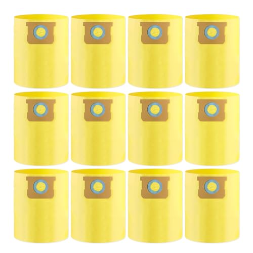 12-Pack 10-14 Gallon Bags replace for Shopvac Type I 90672 9067200 Type F 90662 9066200 9066233 VF2005.Disposable Wet Dry Vacuum Collection Bags Yellow