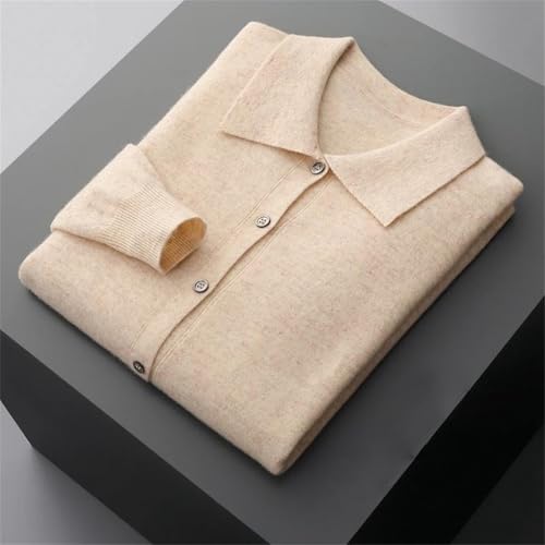 2024 Men's Lapel Wool Solid Sweater Polo Collar Casual Warm Knit Cardigan Jakets Fall Winter2