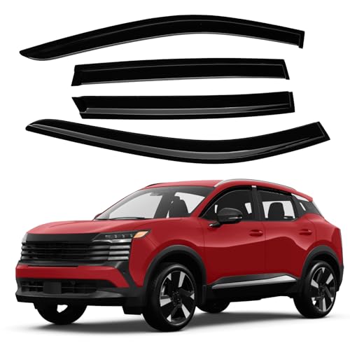 Image of Canvcle Kicks Rain Guards - Window Visors for Nissan Kicks 2025 2026, Outside-Mount Tape-On Side Window Wind Deflectors for Nissan Kicks Accessories, Vent Visors Shades Rainproof 4PCS