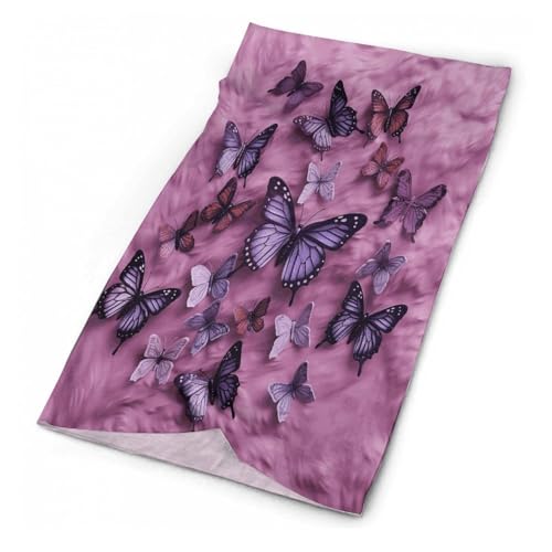All Butterflies are on Purple Background Neck Gaiter,Breathable Face Mask Sun Protection Scarf,Multipurpose Bandana for Men Women Sports Yoga Running