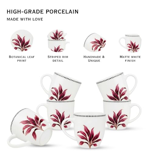 Image of Vistas Orchid Ceramic Mug Set of 4 for Coffee, 500ml Each | Microwave & Dishwasher Safe Coffee Mug | Matte Finish Coffee Cup | Mug Set, Perfect for Every Occasion, Coffee Cups & Mugs