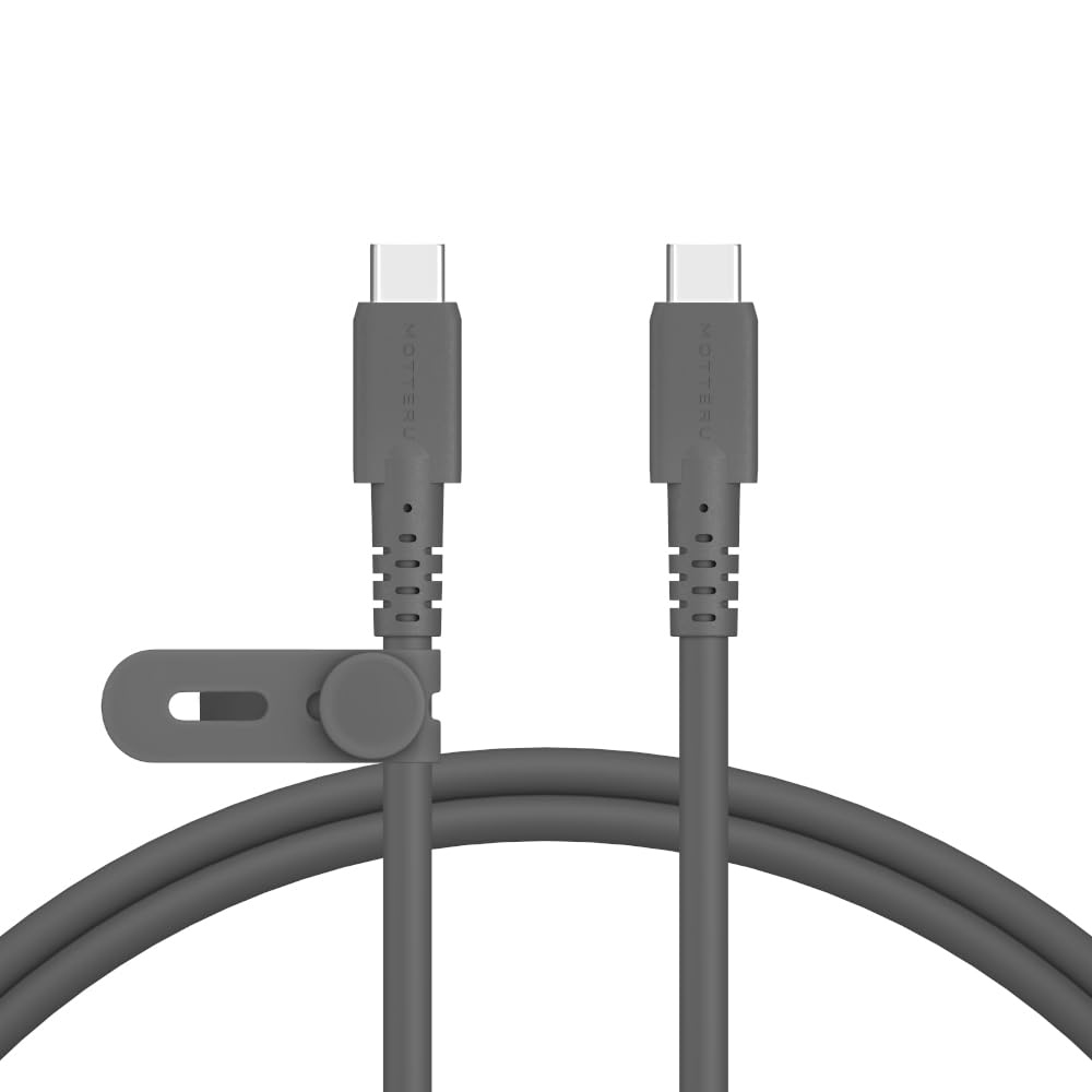 MOTTERU (モッテル) 40Gbps(USB4 Gen3x2)対応 USB-C to USB-C シリコンケーブル 1m PD240W 断線に強い iPhone Air 17 17Pro 16 15 iPad Macbook スマートフォン ノートPC対応 データ転送 映像出力 温度センサー(e-Marker)搭載 スモーキーブラック MOT-SCBU4CCG100-BK商品画像