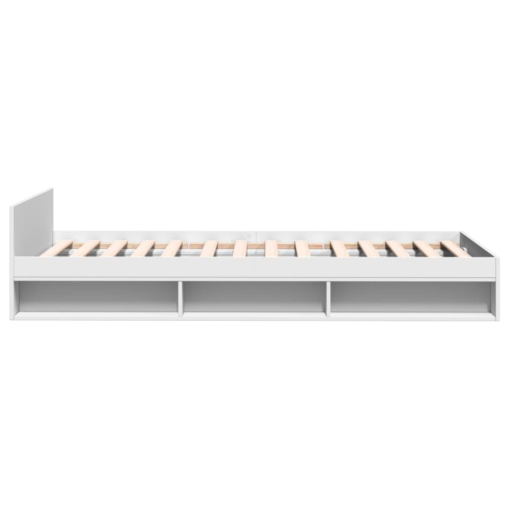 vidaXL Cama con cajón Madera de ingeniería Blanca 90x190 cm, Cama, Cama con almacenaje, Estructura de Cama Individual, Cama Individual