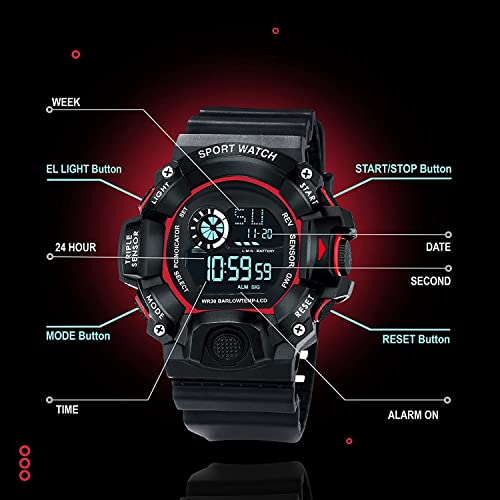 Image of Acnos Digital Sports Watch - Rugged Outdoor Multi-Function Countdown Timer & Alarm (WR30 Water-Resistant)