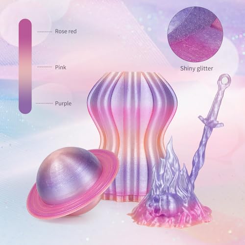 Image of iSANMATE Rapid Gradient Clear PETG Filament 1.75mm, Transparent Gillter 3D Printer Filament, Vivid Clear Rainbow PETG, Dimensional Accuracy ±0.02mm, 1kg Spool-Twilight Purple