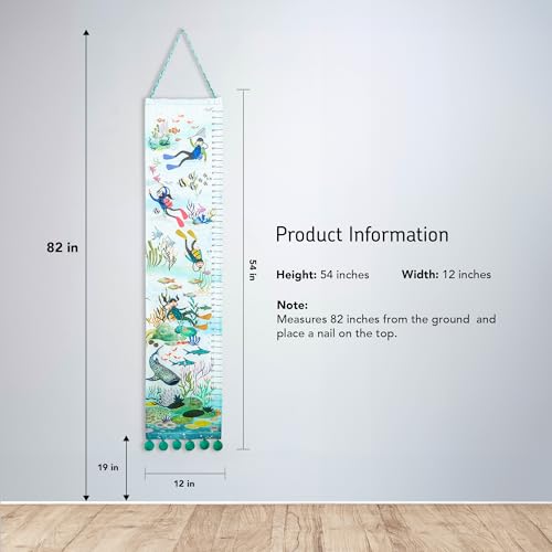 Image of ZOOKEEPER Height Chart for Kids (19 inch-72 inch) Premium Divers Durable Cotton Wall Hanging Growth Measuring Ruler for Baby Room, Nursery and Playroom Cute Home Wall Decor and Perfect Gift for Boys and Girls