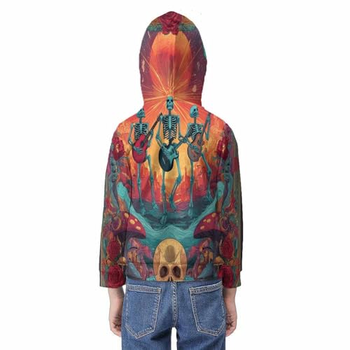 Sweat à capuche enfant squelette 3D pull graphique 9-11 ans