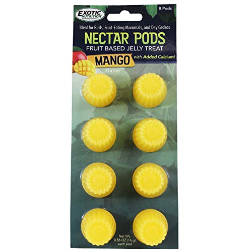 Nectar Pods (Mango) - Calcium-Fortified Jelly Fruit Treat - Sugar Gliders, Marmosets, Squirrels, Parrots, Cockatiels, Parakeets, Lovebirds, Conures, Hamsters, Day Geckos, Kinkajous & Other Small Pets