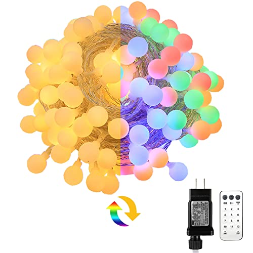 65.6 ft Globe String Lights with 150 LEDs, Remote Timer & 11 Modes – Indoor/Outdoor Color Changing Fairy Lights for Weddings, Bedrooms, Classrooms, Patios, and Gardens