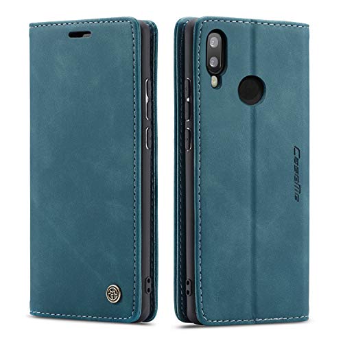 Funda Compatible con HaWei P20 Lite Funda (Cierre magnético, Abatible, Ranura para Tarjeta), Estuche con Tapa Tipo Folio de Cuero PU Funda,Soporte Suave con,Simple Funda.-Azul Cover