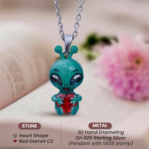 Panda Cat Dog Rabbit Monkey Dragon Butterfly Animal Cartoon 925 Sterling Silver Cute 3D Enamel Pendant Necklace Hold My Heart Red Garnet 18" Chain Kawaii Jewelry3