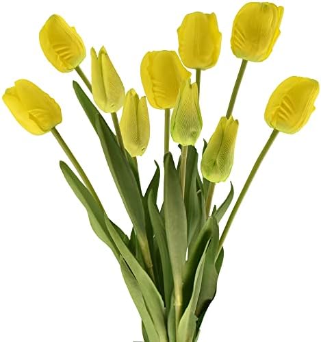 FiveSeasonStuff 10 Stems of Real Touch Tulip Artificial Flowers Bouquet, Perfect for Wedding, Bridal, Party, Home, Holidays, Garden, Birthday, Office Décor DIY (Blue)