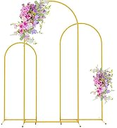 Asee'm Gold Metal Arch Backdrop Stand Set of 3 Arched Door Frame 6FT/5FT/4FT for Wedding Parties ...