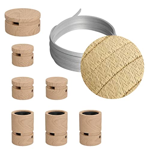 creative cables - Sistema Filé Linear Kit - con cavo di 5 m per catenaria e 7 componenti in legno per interni - CN06