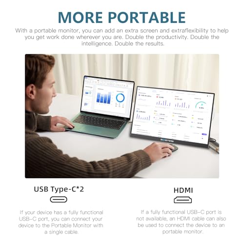 Image of 16 Inch Portable Monitor, 2.5K 60HZ 2560x1600 Office Portable Monitor QHD IPS Ultra Bright Eye Care with Matte Screen for PC /MAC /Phone /Switch /PS /Xbox with USB-C & HDMI