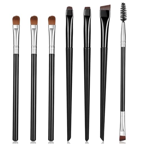 7 PCS Eyebrow Brush Small Eyeshadow Brush Double Brow Brushs Flat Round Brushes Angled Eyeliner Brushes for Eyeshadow Brows Eyeliner