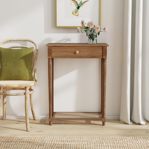 East at Main Lenora Natural Narrow Console Table for Entryway with Drawer