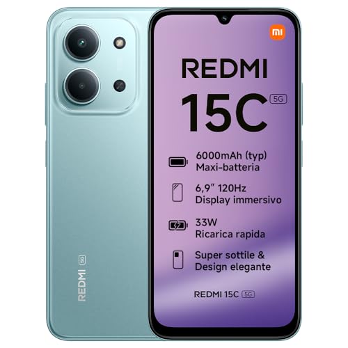 Xiaomi Redmi 15C 5G, Smartphone 4+128GB, Display 6,9" 120Hz, MediaTek