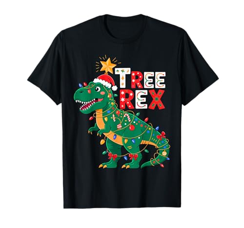 Tree rex christmas costume t-rex dinosaur xmas light family t-shirt