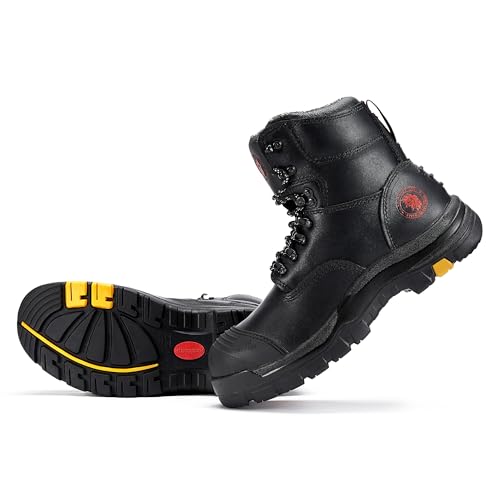 Image of ROCKROOSTER Work Boots for Men,7 inch,Steel Toe,Side Zipper, Oiled Leather Shoes,Static Control,Breathable,Quick Dry(AK232Z-245Z)