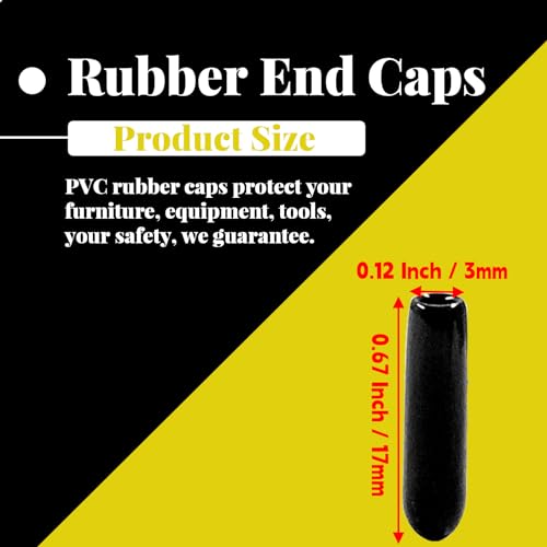 Image of Hordion 100Pcs 1 /8 Inch Rubber End Caps, 3mm Round Rubber Caps | Screw Thread Protectors, Black Bolt Screw Vinyl Caps, Round Tube Bolt Cap Cover Thread Protectors Safety Cover