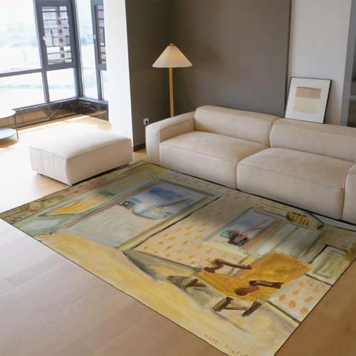 Tapis lavable et antidérapant jaune Matisse 100x150cm pour salon - 3