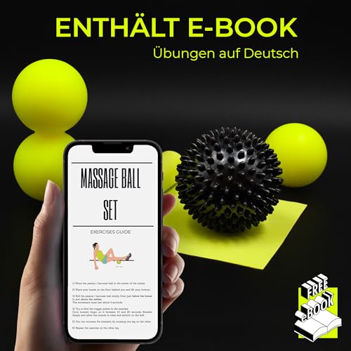 KALAHARI Massagebälle, Duoball, Faszienball und e-Book Übungen auf Deutsch - zur Selbstmassage, Faszientraining, Plantarfasziitis Entspannung, Fußmassage - Triggerpunkt für Rücken Beine Füße Hände