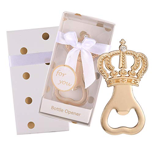 Pack of 24 Gold Crown Bottle Opener Wedding Favors,Party Favors for Guest Souvenir Gift for Baby Shower Birthday Party Decorations and Supplies by Layseri (Crown White, 24)