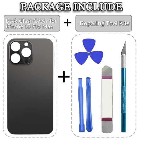 Vitre arrière iPhone 13 Pro Max graphite pièce de rechange avec kit outils complet