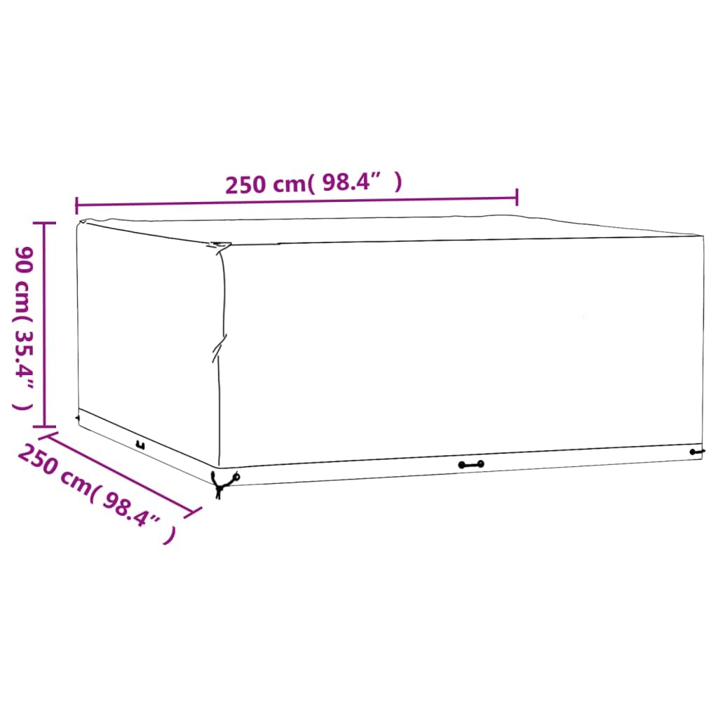 Akcesoria do mebli ogrodowych – pokrowce na meble ogrodowe – pokrowiec na meble ogrodowe 16 oczek 250 x 250 x 90 cm kwadratowy
