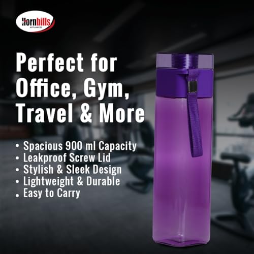 Image of HORNBILLS Aqua Fridge Water Bottle-900ml Each|Durable,Food Grade,Freezer Safe, Unbreakable|Ideal for Office,Gym,School,Travel Hiking Camping & Outdoor|Leak Proof & BPA Free| Everyday Hydration |Purple