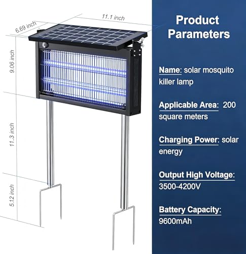 Solar Bug Zapper, 4500V Mosquito Zapper Fly Traps Outdoor Patio Waterproof - image 2