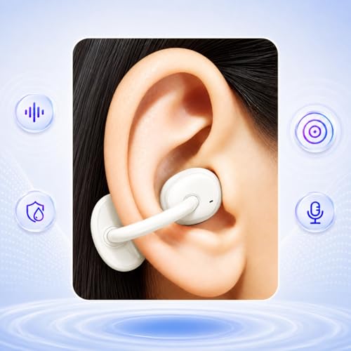 Image of Air Clips-Echo Wireless Open Ear Earbuds with Clip Design, Up-to 40H Playtime, ENC,13mm Driver, BTv5.4 Touch Control (White)