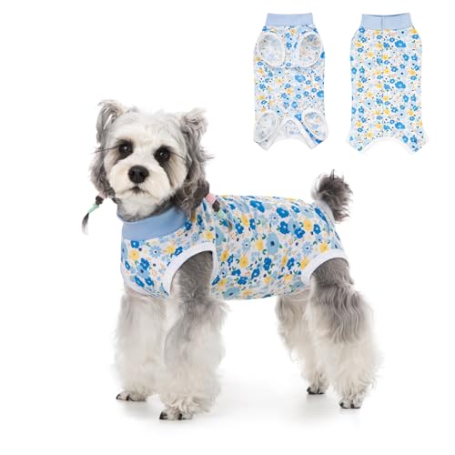 Image of FEimaX Dog Surgery Recovery Suit Female and Male Spay with Pee Hole, Pet Body Suits for Puppy After Spayed, Neuter Surgical Onesie for Small and Medium Dogs Cats, Alternative Bandages E-Collar & Cone