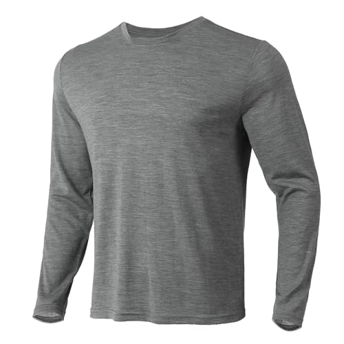 Merino Protect 100% Merino Wool Base Layer Mens Soft Long Sleeve Shirts Odor Resistance Thermal Underwear for Hunting Hiking