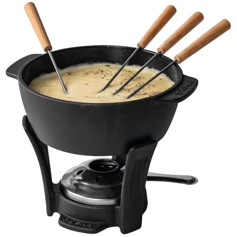 BOSKA Fondue Set Party Pro - Grandeur Cast Iron Fondue - Durable Fondue Pot inc. Burner and 4 Forks - for All Type of Stoves - Cheese Fondue Melts smoothly Every time Cover