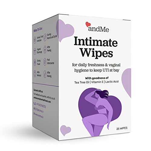 andMe Intimate Wipes for Intimate Hygiene, 100% Biodegradable, pH Balanced, UTI Protecting Wipes – 25 Wipes