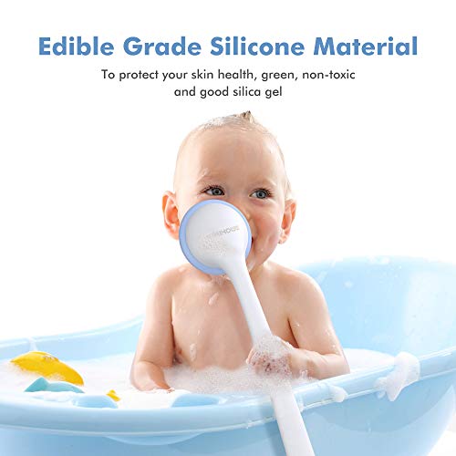 KIWIHOME Soft Silicone Body Scrubber, 2020 New Bath Body Brush with Long Handle for Shower, BPA-Free, Non-Slip, Built-in sponge, Improve Blood Circulation for All Skin Types (Blue) - Thumbnail 3
